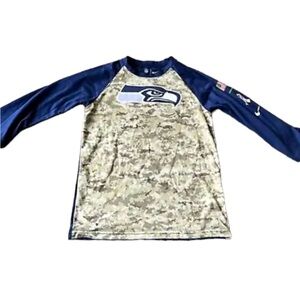 NFL Nike Tee, Seahawks Camo, Boys Size Medium 10-12, Blue/Green